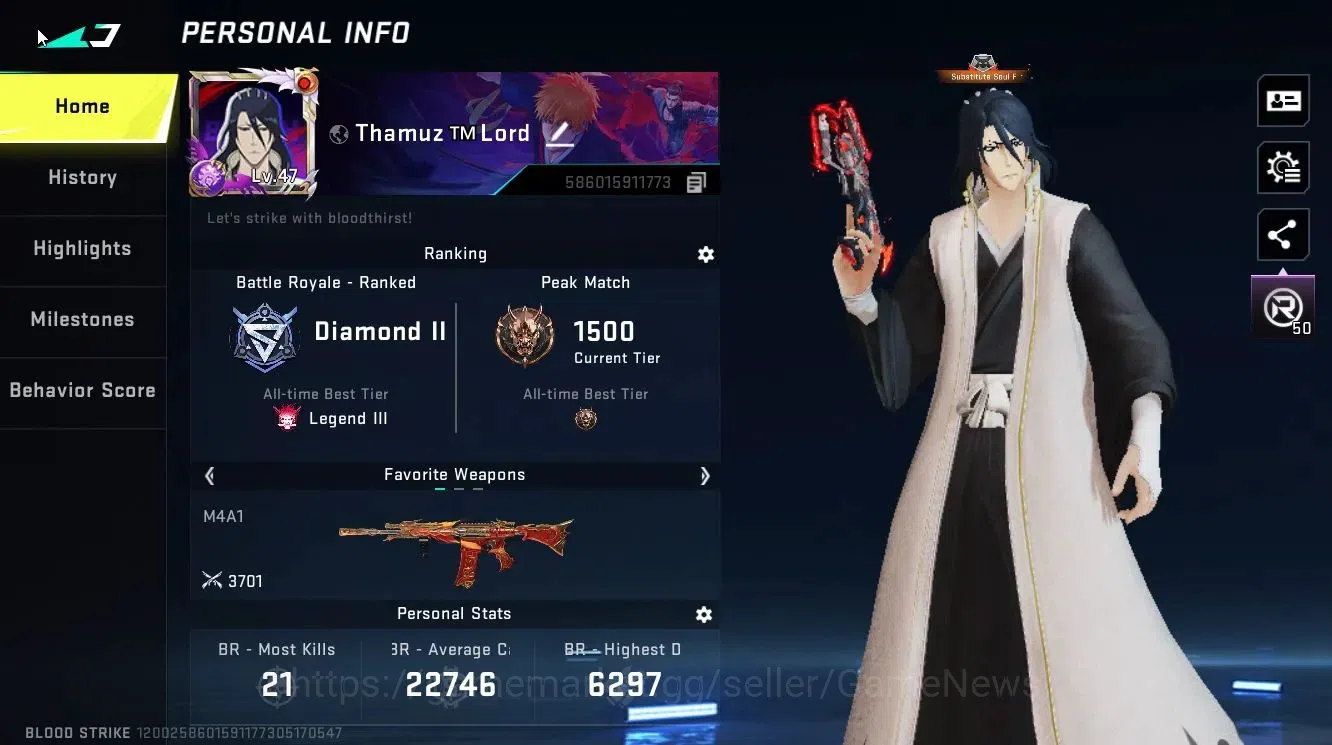 Blood Strike Accounts ASIA|ETERNAL DEagle-Scorpius|Collab BLEACH Byakuya image 2