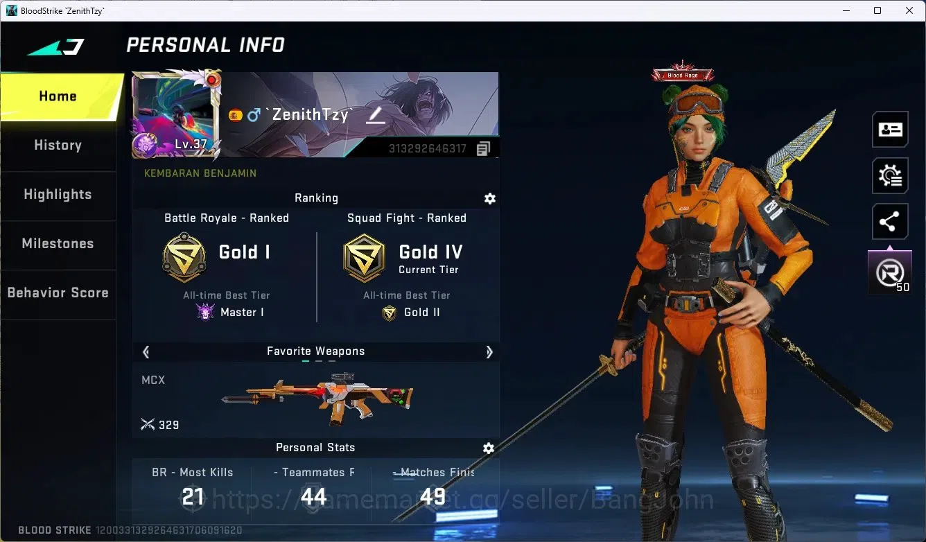 Blood Strike Accounts ASIA |AOT FAL-PrimalGiant, EVANGALION MCX - EVA-00 image 1