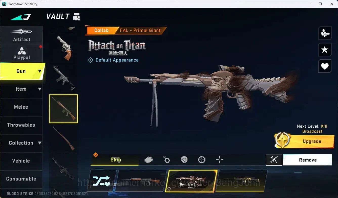 Blood Strike Accounts ASIA |AOT FAL-PrimalGiant, EVANGALION MCX - EVA-00 image 5