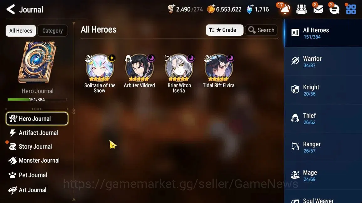 Epic Seven Accounts Limited Hero GLOBAL UnVerif|New Era|4ML(TidalR Elvira,BW ISeria,AB 1