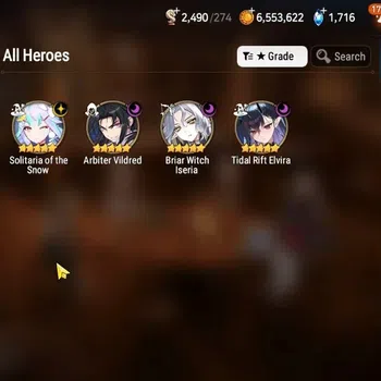 Epic Seven Accounts Limited Hero GLOBAL UnVerif|New Era|4ML(TidalR Elvira,BW ISeria,AB