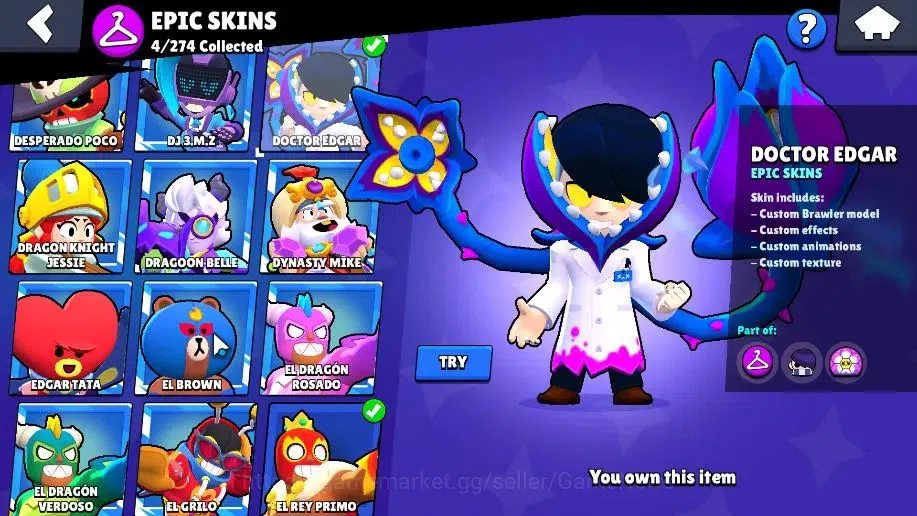 Brawl Stars Accounts 2271 Trophy|37 Brawler 4 Max(Colt,Bibi,Bull,EMZ)|27k Bling 10k PP| 3 Myth [G Otis,Pop Penny,Tickoyaki 18