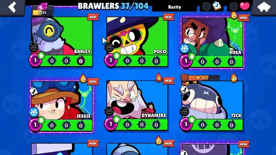 Brawl Stars Accounts 2271 Trophy|37 Brawler 4 Max(Colt,Bibi,Bull,EMZ)|27k Bling 10k PP| 3 Myth [G Otis,Pop Penny,Tickoyaki 9