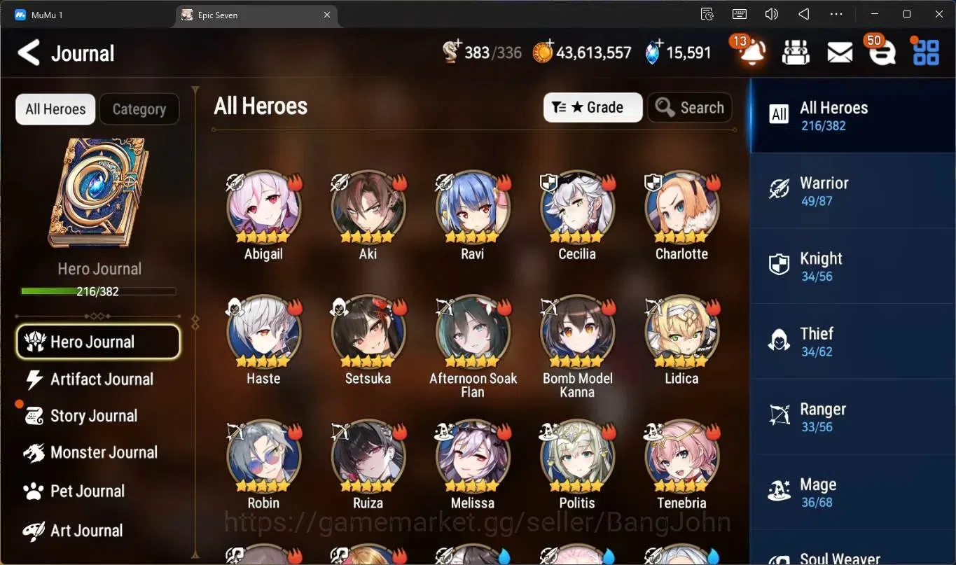 Epic Seven Accounts High-End Global Unverif |21 ML(E Ilynav,RO Light,Belian,Harsetti,SOTD Diene,DD Day Etc.)|PoH ON|SS 6