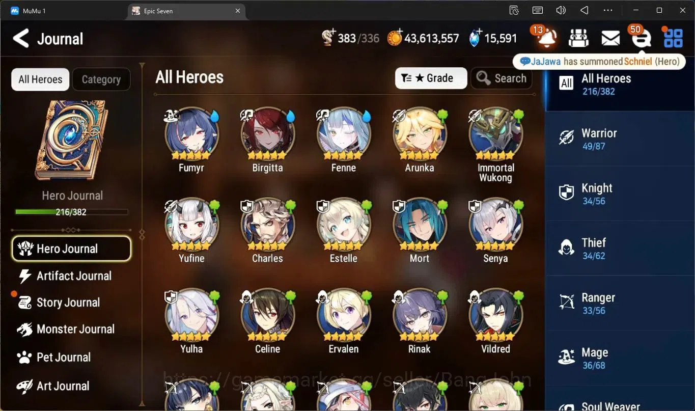 Epic Seven Accounts High-End Global Unverif |21 ML(E Ilynav,RO Light,Belian,Harsetti,SOTD Diene,DD Day Etc.)|PoH ON|SS 8