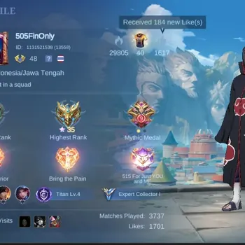 Mobile Legends: Bang Bang Accounts Others Global|166S|Expert|Itachi,LuckyBox Ruby Johnson,Christmas harith,Gusion