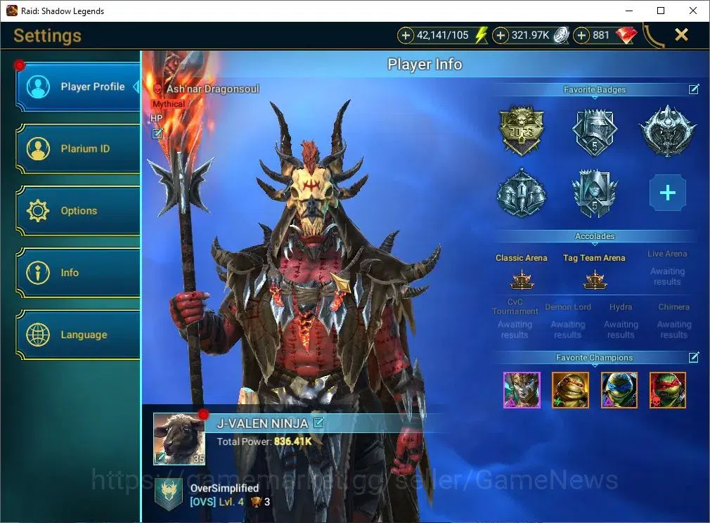 Raid: Shadow Legends Accounts Best Starter 1 Myth Ash'Nar + 3 Turtle Combo(Leona image 2
