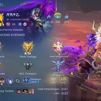 Mobile Legends: Bang Bang Accounts Others Hero 107|Skin 225|Legend Franco|Prime Granger Yu Zhong|Sanrio Floryn|Seiya