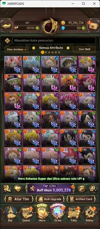 The Seven Deadly Sins: Grand Cross Accounts Endgame Global|3.0M CC|3 LR|9 UR|LR King Fairy 6/6|UR Menor 1/6,Escanor 5