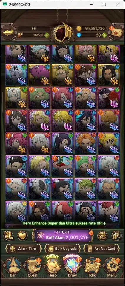 The Seven Deadly Sins: Grand Cross Accounts Endgame Global|3.0M CC|3 LR|9 UR|LR King Fairy 6/6|UR Menor 1/6,Escanor 6