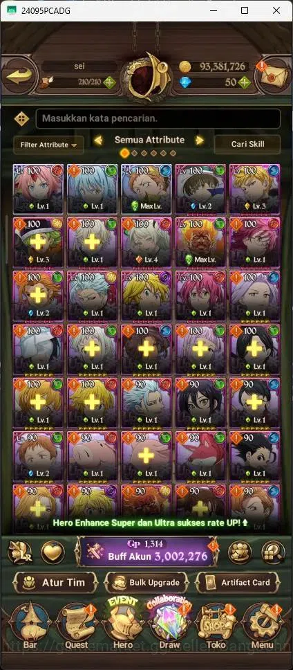 The Seven Deadly Sins: Grand Cross Accounts Endgame Global|3.0M CC|3 LR|9 UR|LR King Fairy 6/6|UR Menor 1/6,Escanor 7