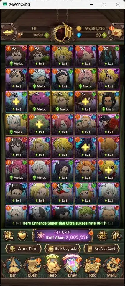 The Seven Deadly Sins: Grand Cross Accounts Endgame Global|3.0M CC|3 LR|9 UR|LR King Fairy 6/6|UR Menor 1/6,Escanor 8