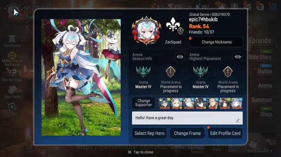 Epic Seven Accounts Starter GLOBAL Unverif|NewEra|9 ML[Shepherd of the Dark Diene,SP Politis,Etc]+Estelle,TA 2
