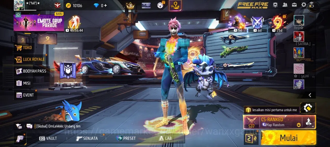 Free Fire Accounts Indonesia | SG HAND OF HOPE LUMUT VAULT 34 EMOTE 12 ANIMASI 1 KATANA LOBY 1 TAS 10 WEAPON 50 | W265 1
