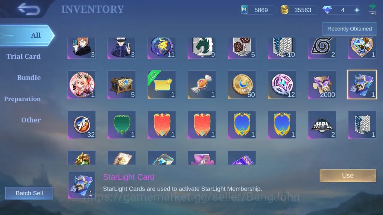 Mobile Legends: Bang Bang Accounts Others Hero 97 | Skin 133 | 1 Starlight Card | Zenith Vexana | Luckybox (Saber ,Akai 15