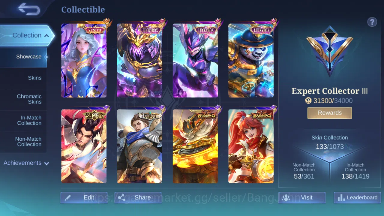 Mobile Legends: Bang Bang Accounts Others Hero 97 | Skin 133 | 1 Starlight Card | Zenith Vexana | Luckybox (Saber ,Akai 5