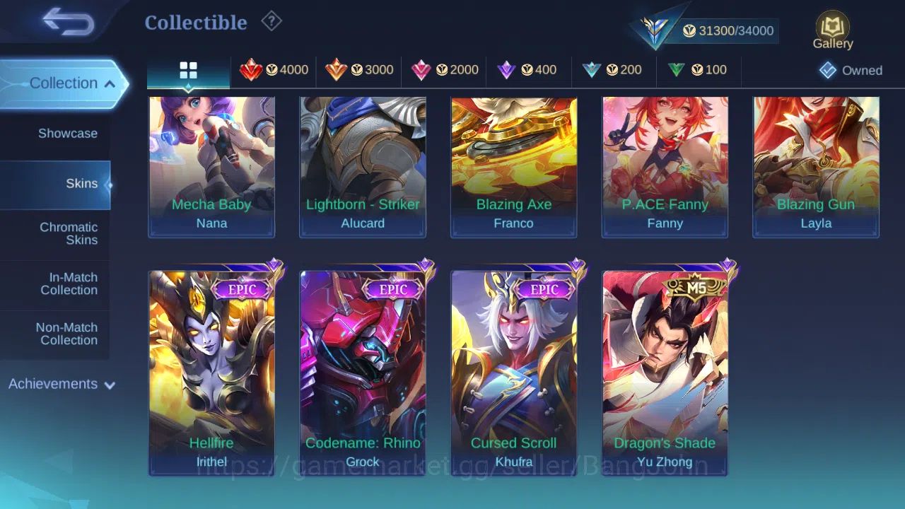 Mobile Legends: Bang Bang Accounts Others Hero 97 | Skin 133 | 1 Starlight Card | Zenith Vexana | Luckybox (Saber ,Akai 9