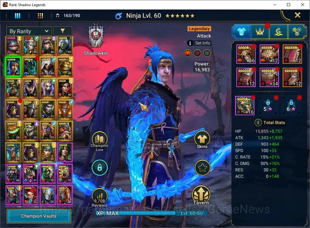 Raid: Shadow Legends Accounts Mid-Game Lv 47|916K Power|23 Legend(Talenna,Ninja,Harima,Artax,Chalco,Mc 4