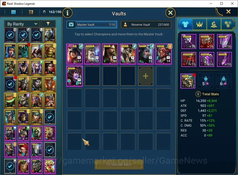 Raid: Shadow Legends Accounts Mid-Game Lv 47|916K Power|23 Legend(Talenna,Ninja,Harima,Artax,Chalco,Mc 7
