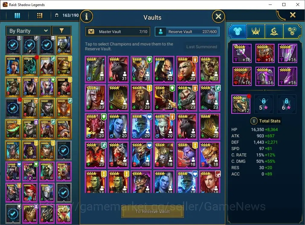 Raid: Shadow Legends Accounts Mid-Game Lv 47|916K Power|23 Legend(Talenna,Ninja,Harima,Artax,Chalco,Mc 8
