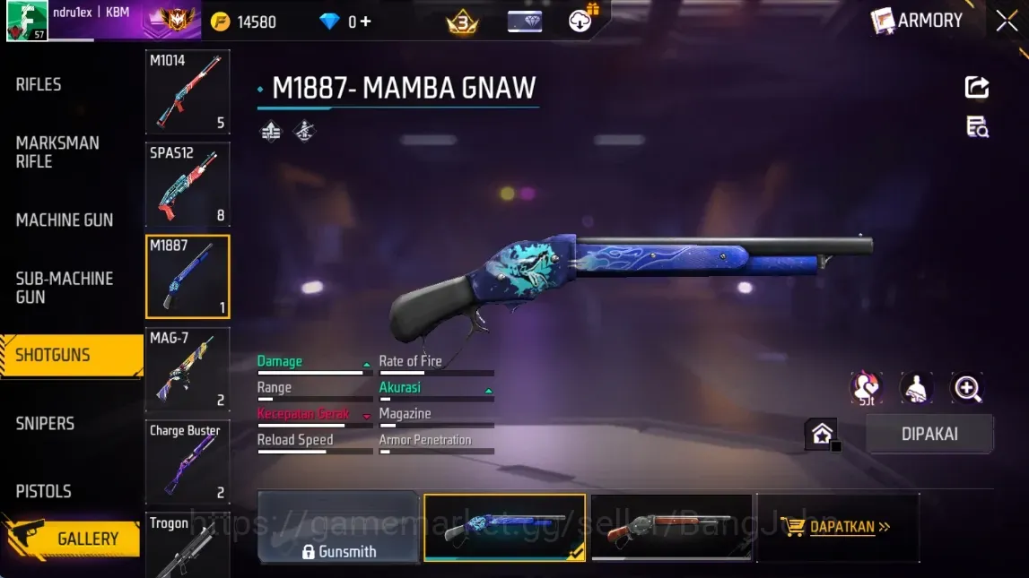 Free Fire Accounts Indonesia | EVO Gun: Scar - Megalodon Alpha Lv.5 | M1887 - Mamba Gnaw | Electrify Backpack | More Check 1