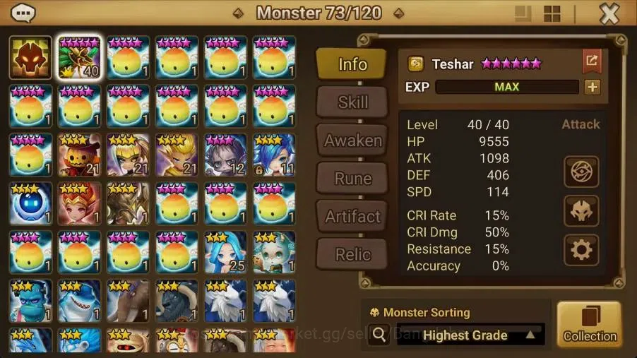 Summoners War: Sky Arena Accounts Starter GLOBAL | NB 5 TESHAR,Starter Gacha 115 12Y+160 11Y Scrool, 3 Legendary All 2