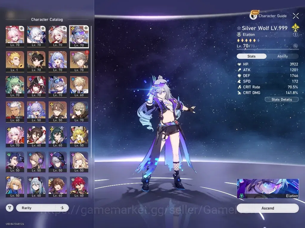 Honkai Star Rail Accounts Others ASIA|TL 60|11 Limited|Prem Team (SW999,Sparxie,Eva,Archer)|(Yao Guang 1