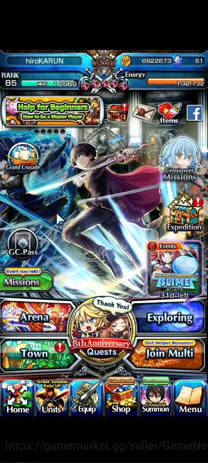 Grand Summoners Accounts Global|Rank 85|18 Asc+ 6 TW|[2x Okarun,UP Roy,Saya image 1
