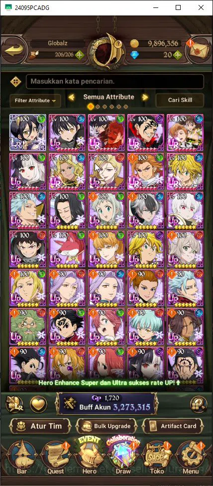 The Seven Deadly Sins: Grand Cross Accounts Midgame Asia|3M CC|1 LR+7 UR |Merlin4/6,DemonKing2/6,Meliodas2/6,M&E,K&D,GOT 4