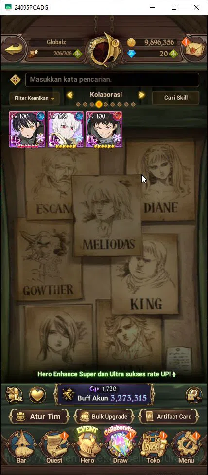 The Seven Deadly Sins: Grand Cross Accounts Midgame Asia|3M CC|1 LR+7 UR |Merlin4/6,DemonKing2/6,Meliodas2/6,M&E,K&D,GOT 5