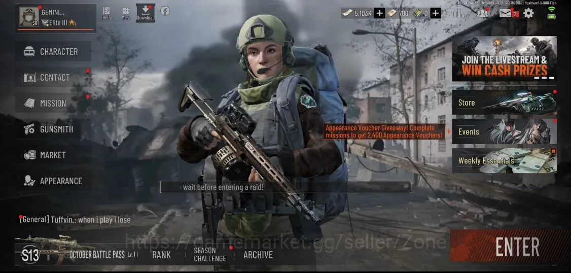 Arena Breakout Accounts Starter Mobile|STARTER|LV 30 | SV 10.1M | CV 5.1M | DF AKM, BS T951, Abominable Vector 9, Raider 1