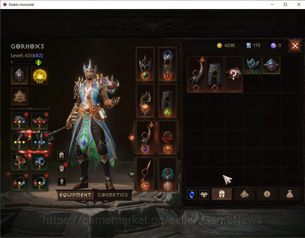 Diablo Immortal Accounts SEA-Izual|Change Server ON|Lv60(682)|Wizard|CR 35k image 5