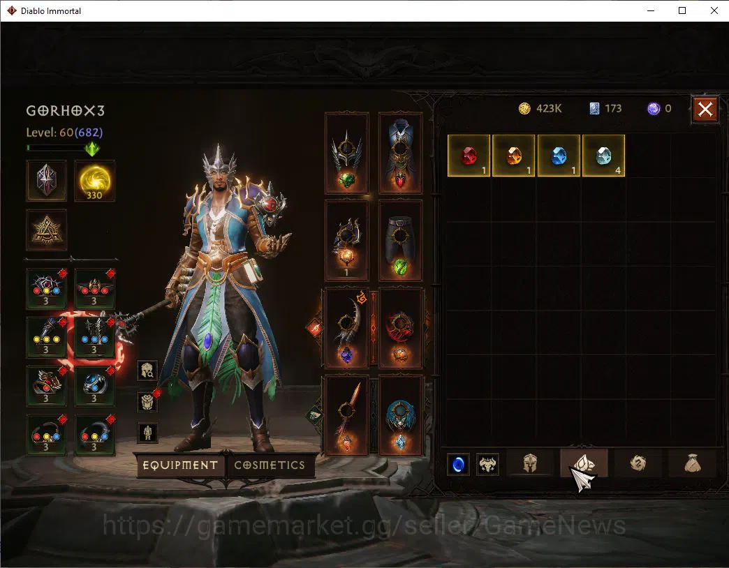 Diablo Immortal Accounts SEA-Izual|Change Server ON|Lv60(682)|Wizard|CR 35k image 6