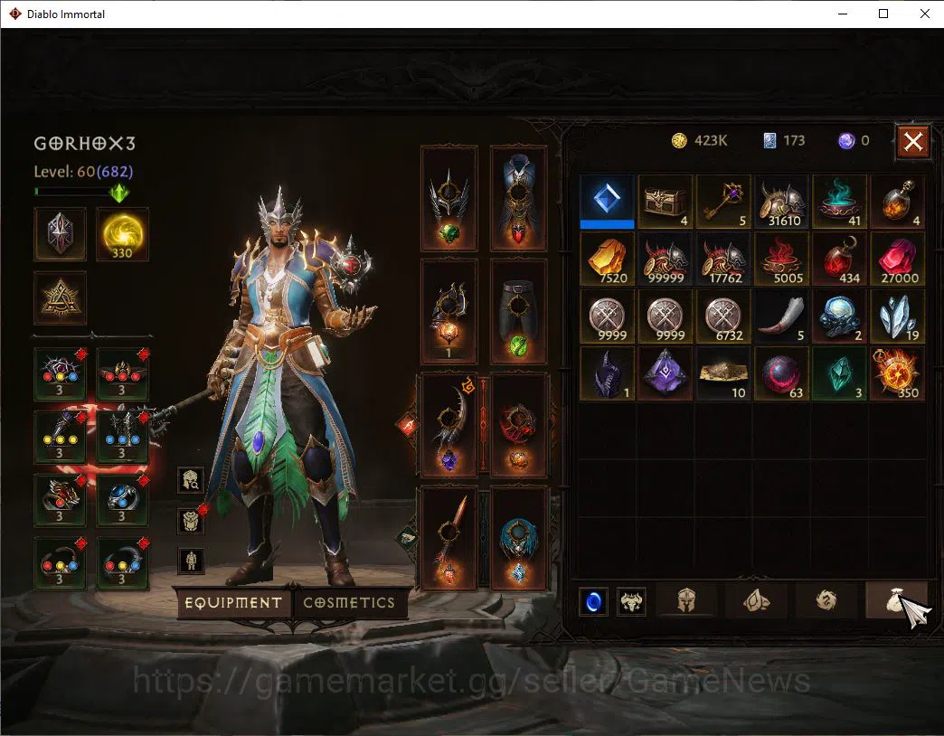 Diablo Immortal Accounts SEA-Izual|Change Server ON|Lv60(682)|Wizard|CR 35k image 7