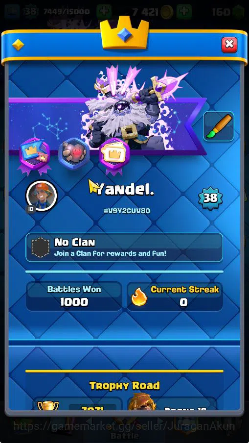 Clash Royale Accounts Starter Lvl 38|Trophy 7071|KTL 13|Limited Skin|Card 118| 1 Hero 7 EVO 5 Champions 21 Legendary 33 Epic 2