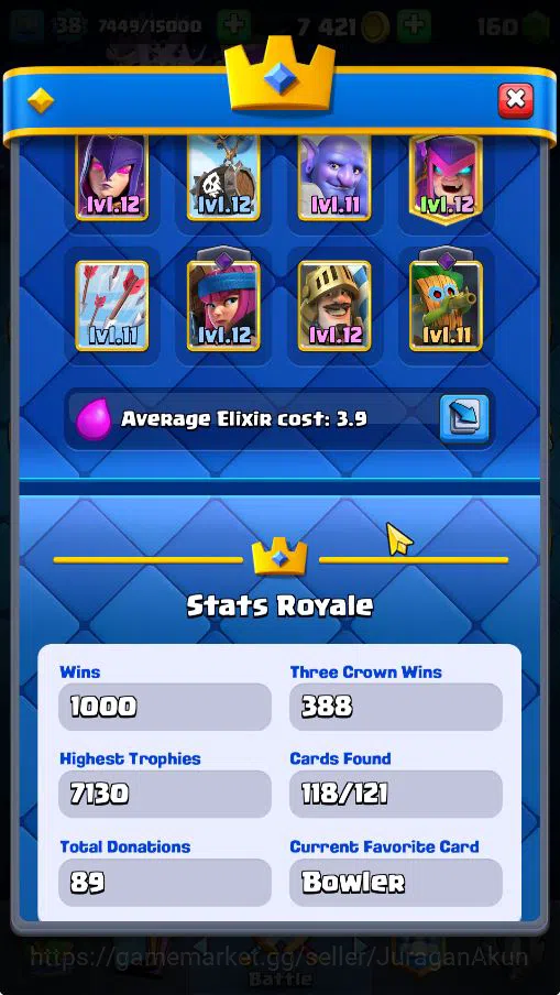 Clash Royale Accounts Starter Lvl 38|Trophy 7071|KTL 13|Limited Skin|Card 118| 1 Hero 7 EVO 5 Champions 21 Legendary 33 Epic 3