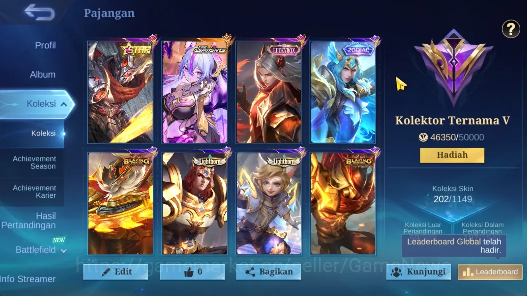 Mobile Legends: Bang Bang Accounts Rare Skin Hero 90|Skin 203|Aspirant Vexana,Kof Karina,Lbox Leomord,Annual 1