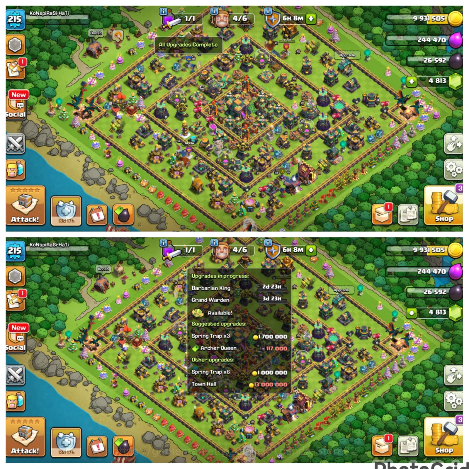 Clash of Clans Accounts High-End TH 14 LVL 215 100% BASE Fullymax|BK 82 AQ 83 MP 60 GW 56 RC 30|MANY ITEMS&771 MENDALS|EPIC 1