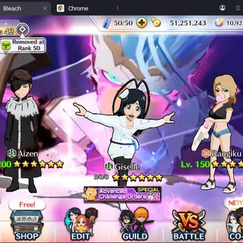 Bleach: Brave Souls Accounts Others Global|51M BP+10K Orb|Fresh Story|Rangiku Sw23,Uryu 7th,Kisuke FierceB,Giselle
