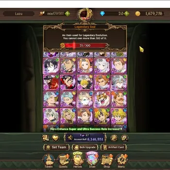 The Seven Deadly Sins: Grand Cross Accounts Endgame ASIA|6,1M CC|71 LS|6LR 10UR + Collab