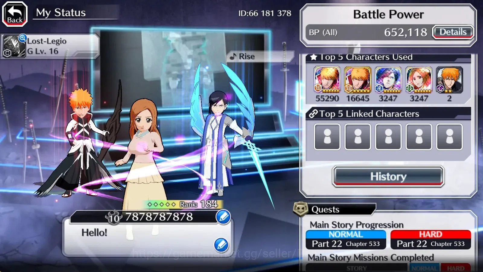 Bleach: Brave Souls Accounts Global | 51K Orb+Story Normal Clear|918 Max Lv Cha image 2