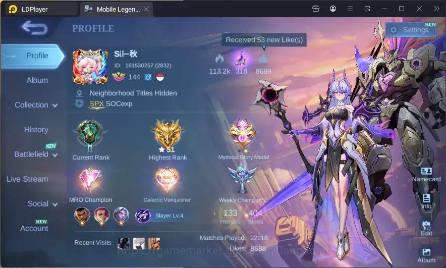 Mobile Legends: Bang Bang Accounts Collector Global|404S|Exalted|LEGEND Freya,TA Ruby Vexana,11.11 Gusion,PRIME 1