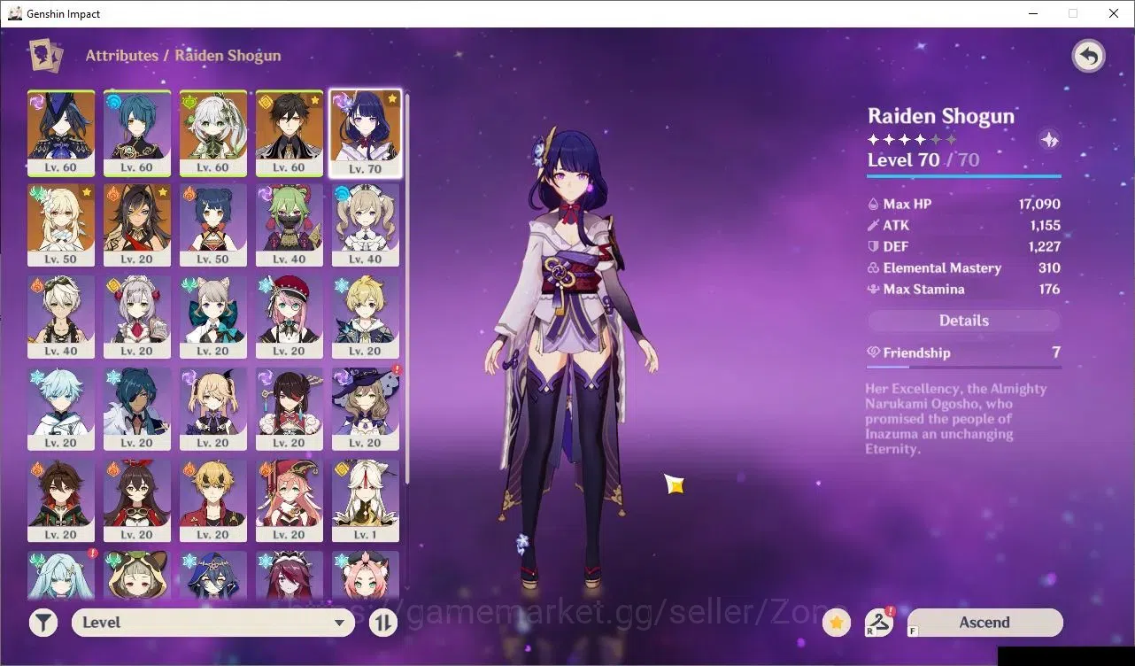 Genshin Impact Accounts Others ASIA|AR 43|4 Limited 5*CHAR (Raiden,Zhongli, Nahida, Chlorinde)||Low Explore|Check 3