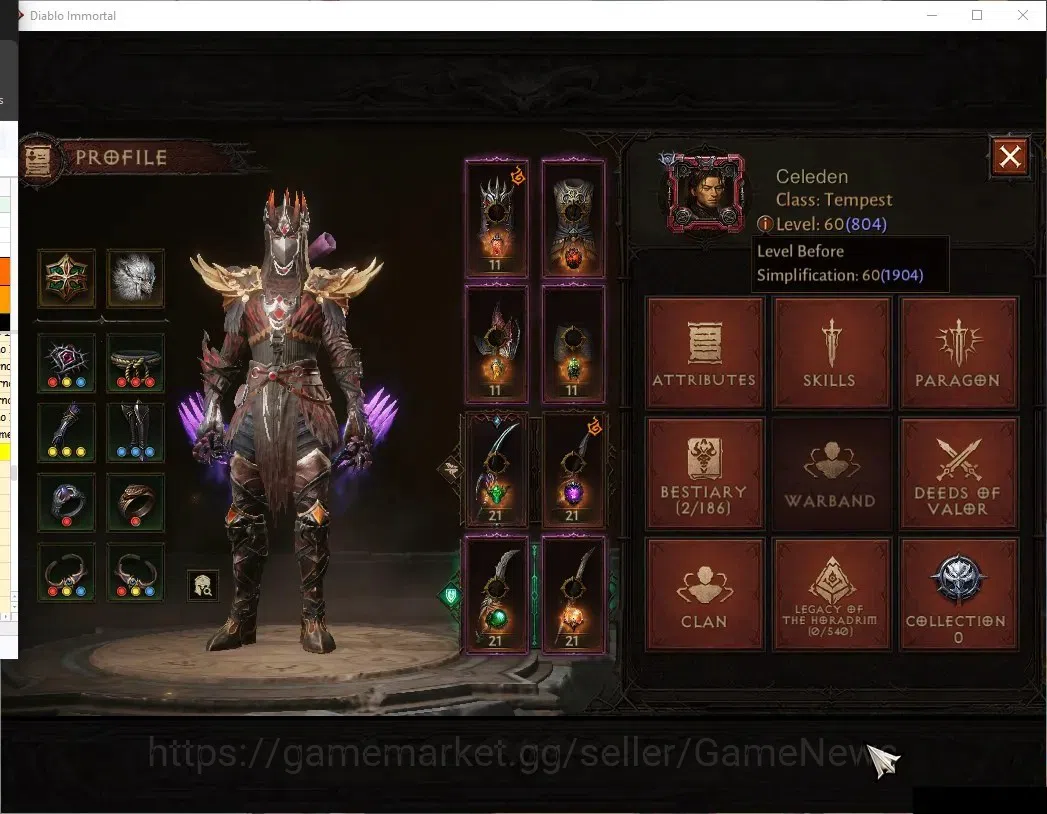 Diablo Immortal Accounts EU-Sescheron|CS ON|Lv60(804)|Tempest|CR 43k|Reso 4 image 3