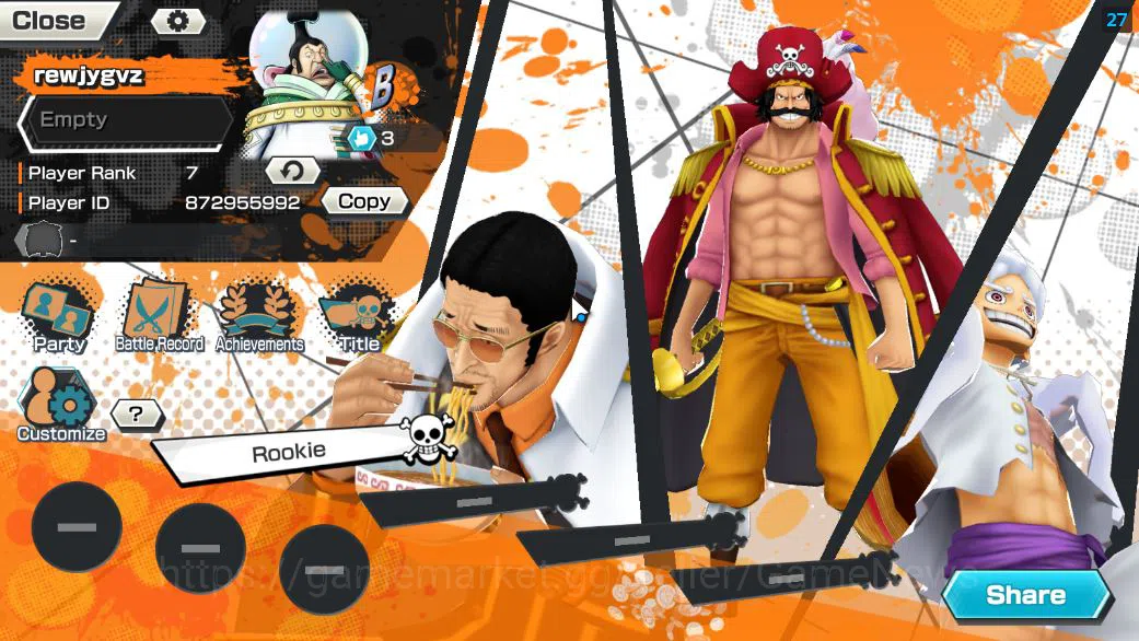 One Piece Bounty Rush Accounts Starter Global|6 EX|5elders Saturn,BP Kuzan,Onigashima Zoro,KOP Roger,Gear5 2