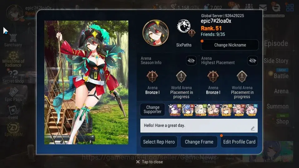 Epic Seven Accounts GLOBAL UnVerif|New Era|9 ML(Rhiana&Luciel,SP Polit image 2