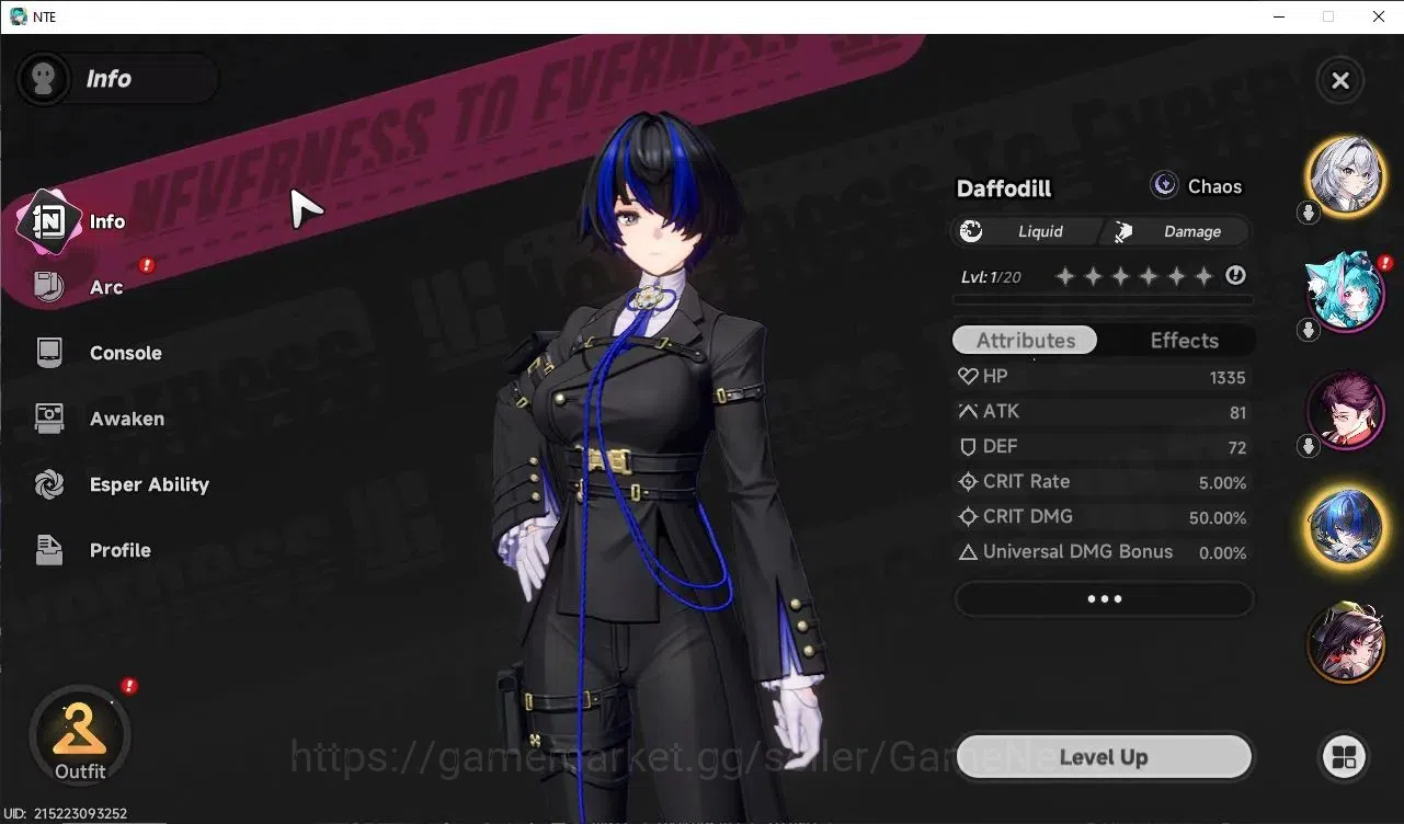 Neverness to Everness Accounts Global NA |HL 3| 2 SSR Hotori, Daffodil + 2 Select image 2
