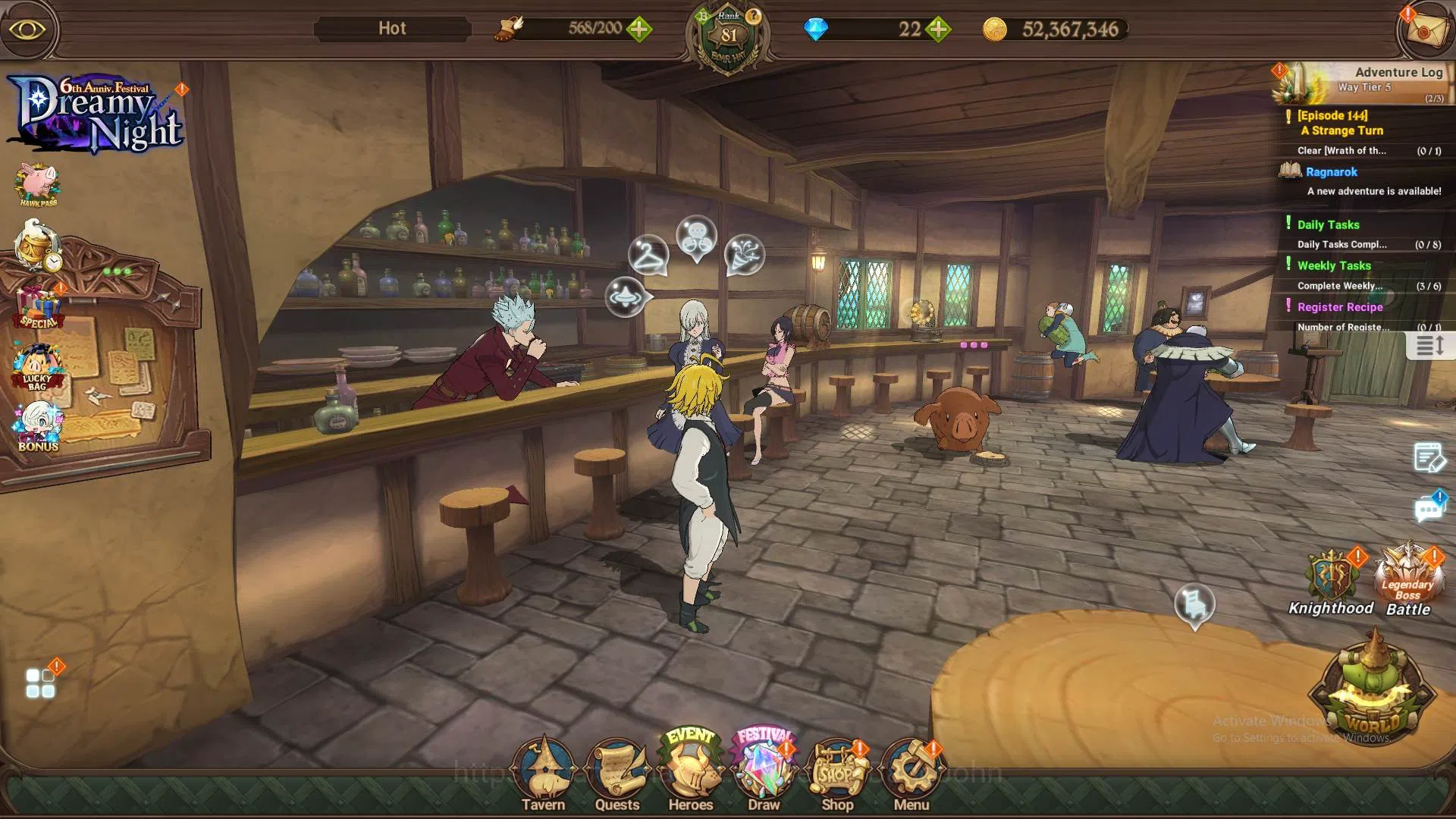 The Seven Deadly Sins: Grand Cross Accounts GLOBAL|3.1M CC|LS 30|3collab Shinra,Tamaki,Darknes image 1