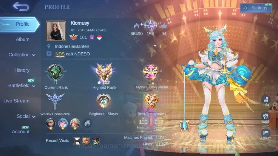 Mobile Legends: Bang Bang Accounts Collector Global|Skin 218|Renowned V|Sanrio Floryn,KOF Karina,PACE Fanny+Cici,Blazing 1