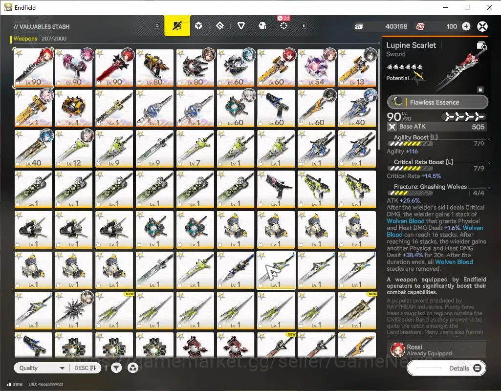 Arknights: Endfield Accounts ASIA|Lv 57|8 SSR (5 Limit)+14*6Weapon|[Laevatain,G image 9